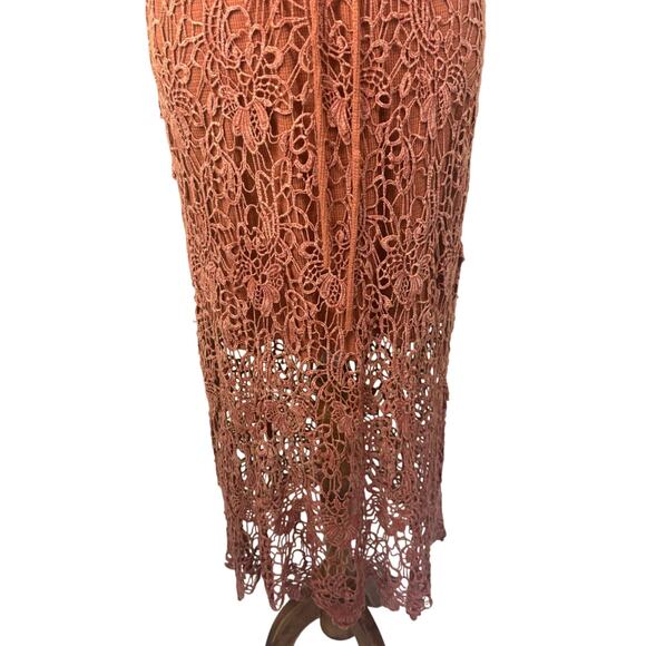 Gimmicks by BKE rust crochet maxi dress, romantic boho, festival, western - Picture 6 of 8